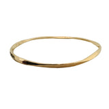 14k Yellow Gold 7g Solid Hammered Curved Abstract Bangle Bracelet 7.5"