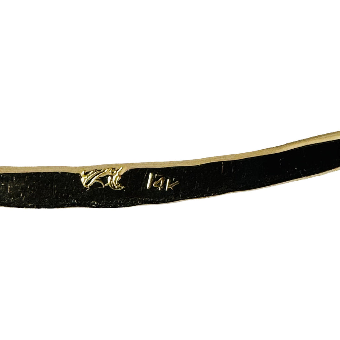 14k Yellow Gold 7g Solid Hammered Curved Abstract Bangle Bracelet 7.5"