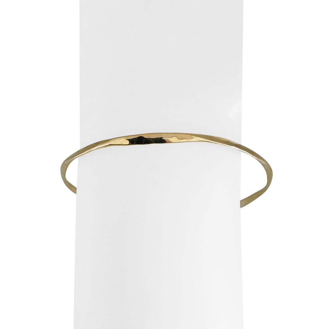 14k Yellow Gold 7g Solid Hammered Curved Abstract Bangle Bracelet 7.5"