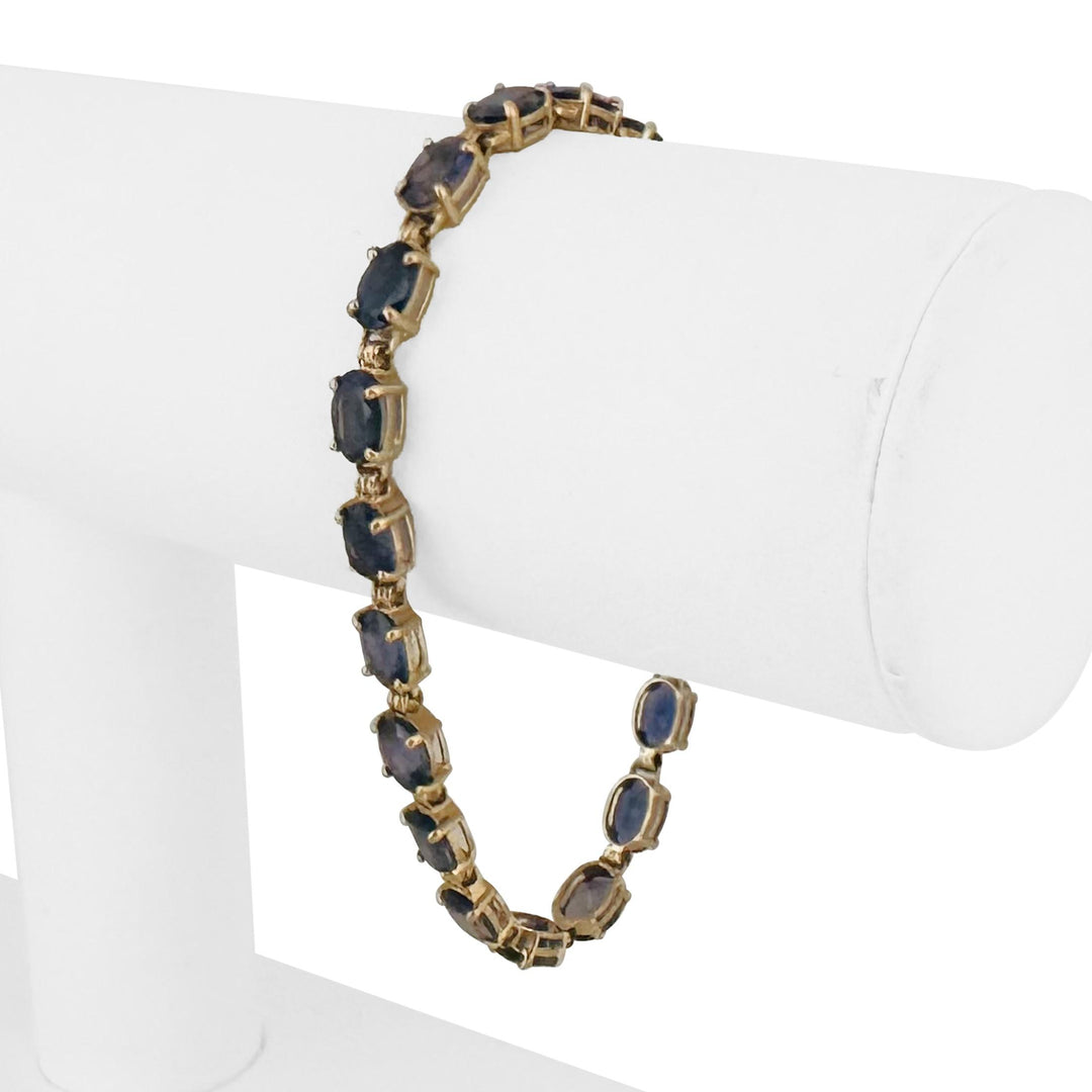 14k Yellow Gold 8.6g Oval Cut Ioliote Ladies Link Bracelet 7.25"