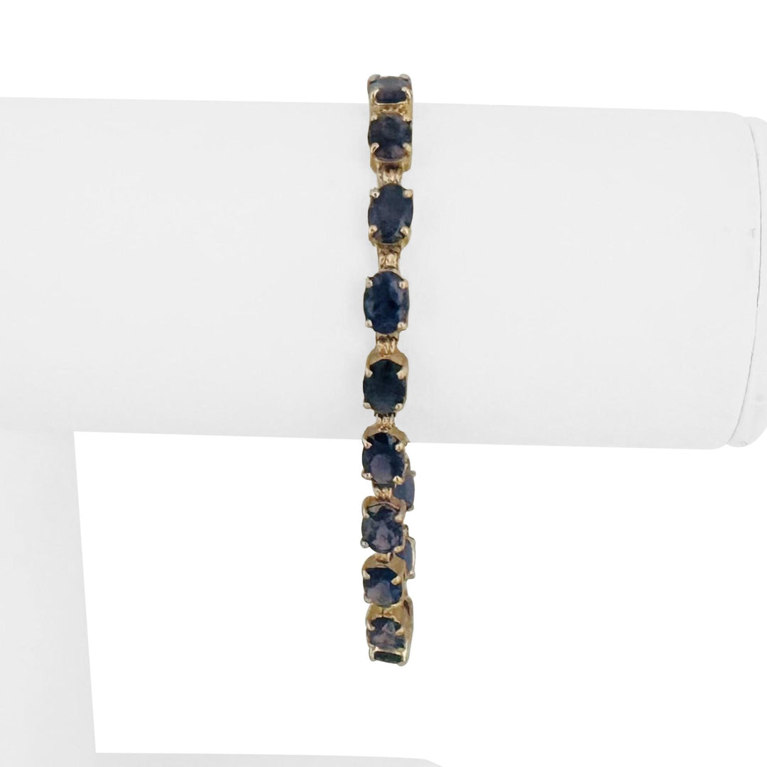14k Yellow Gold 8.6g Oval Cut Ioliote Ladies Link Bracelet 7.25"