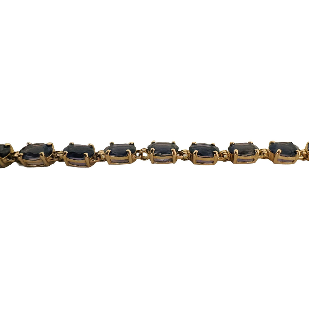 14k Yellow Gold 8.6g Oval Cut Ioliote Ladies Link Bracelet 7.25"