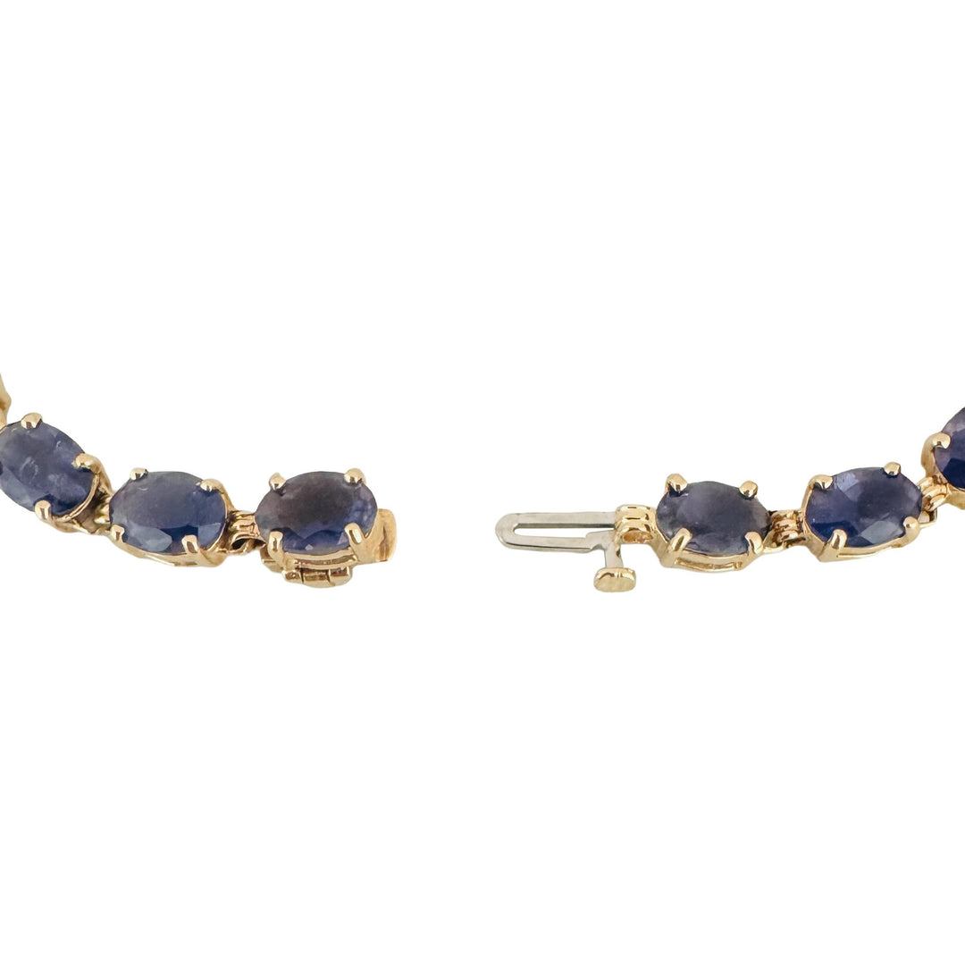 14k Yellow Gold 8.6g Oval Cut Ioliote Ladies Link Bracelet 7.25"