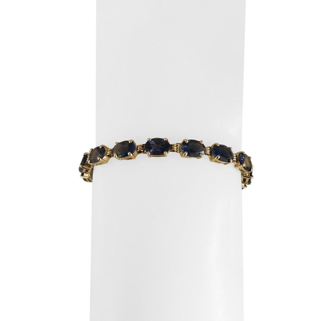 14k Yellow Gold 8.6g Oval Cut Ioliote Ladies Link Bracelet 7.25"