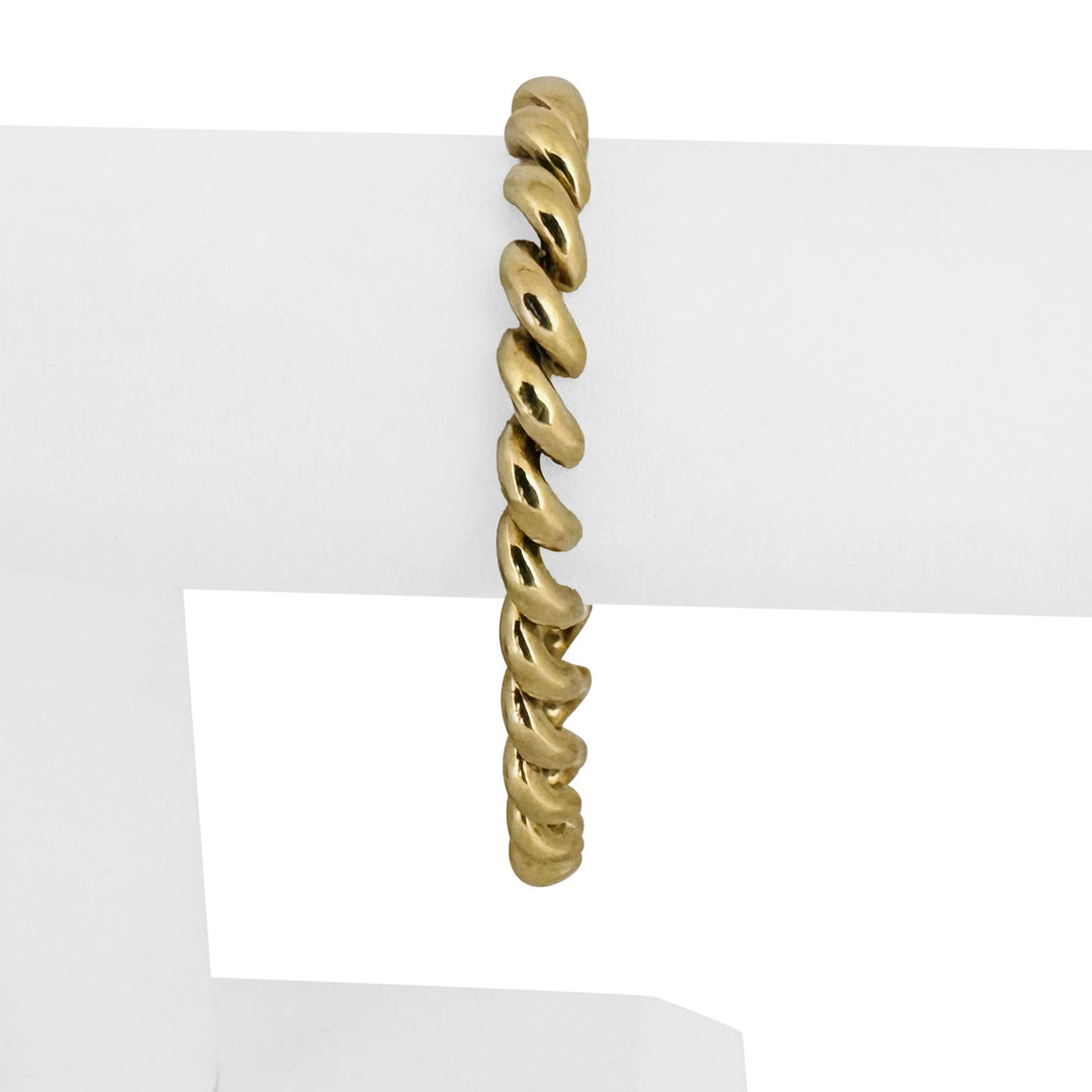 14k Yellow Gold 16.2g Ladies Polished 6.5mm San Marco Link Bracelet Italy 7.25"