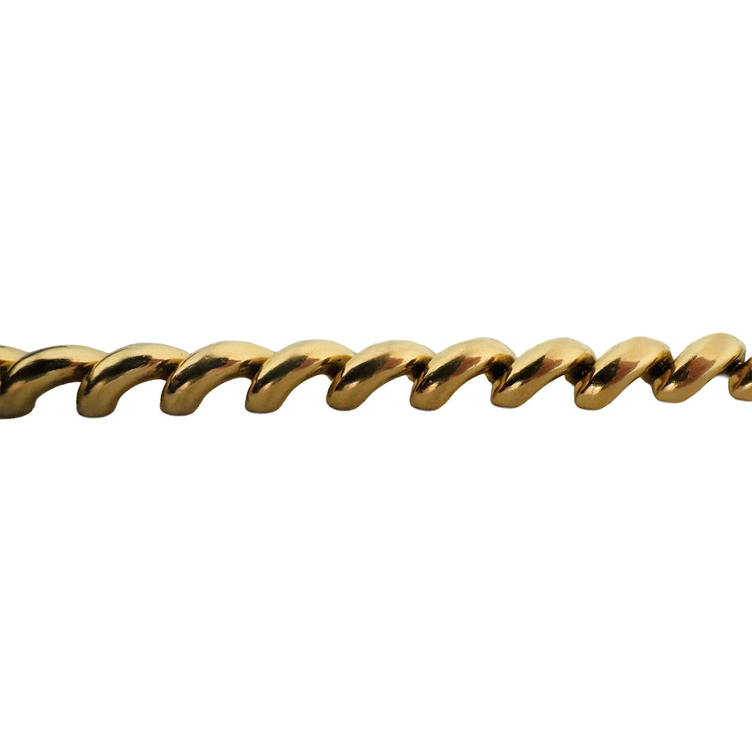 14k Yellow Gold 16.2g Ladies Polished 6.5mm San Marco Link Bracelet Italy 7.25"