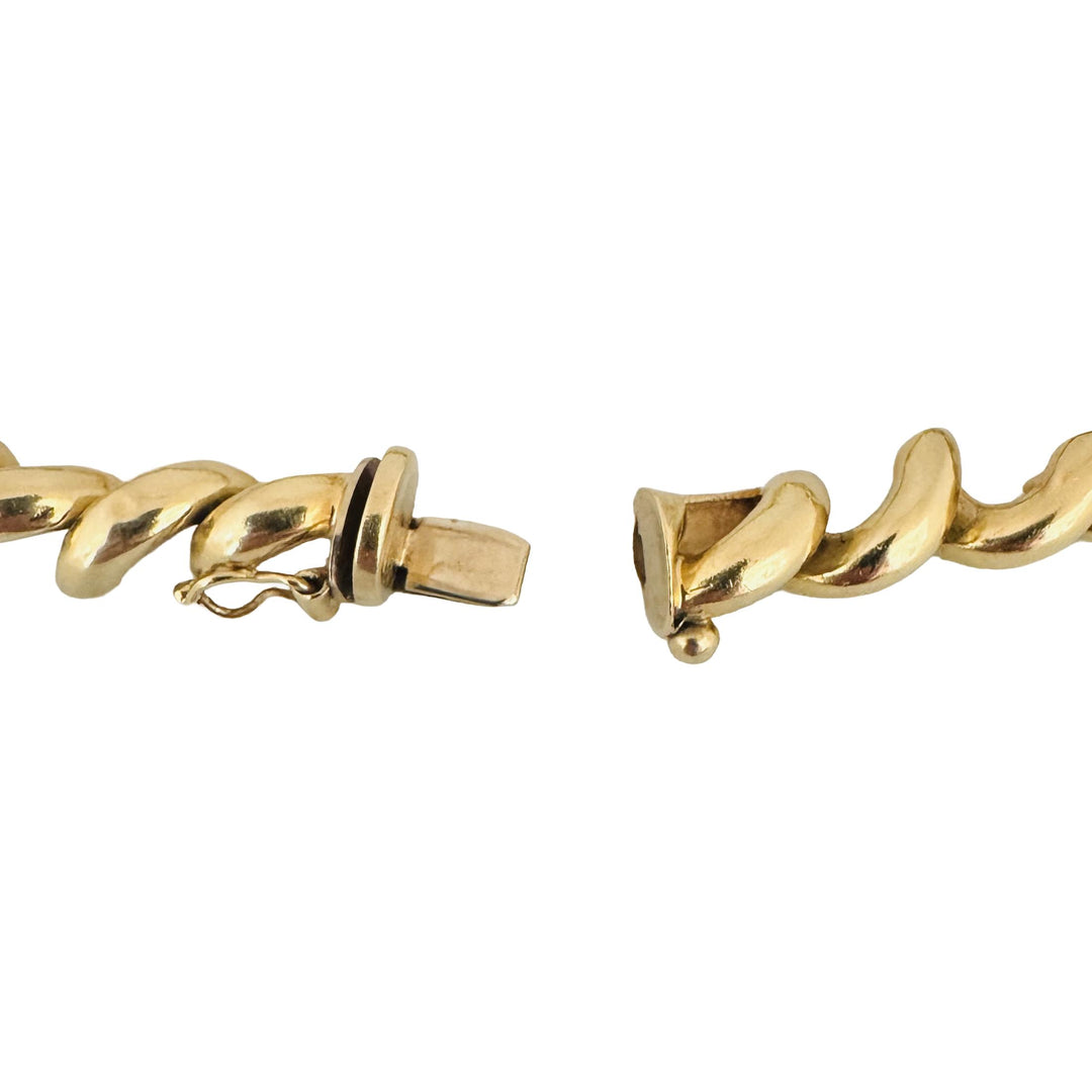 14k Yellow Gold 16.2g Ladies Polished 6.5mm San Marco Link Bracelet Italy 7.25"