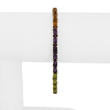 14k Yellow Gold 8.5g Emerald Cut Multi Gemstone Rainbow Link Bracelet 7"