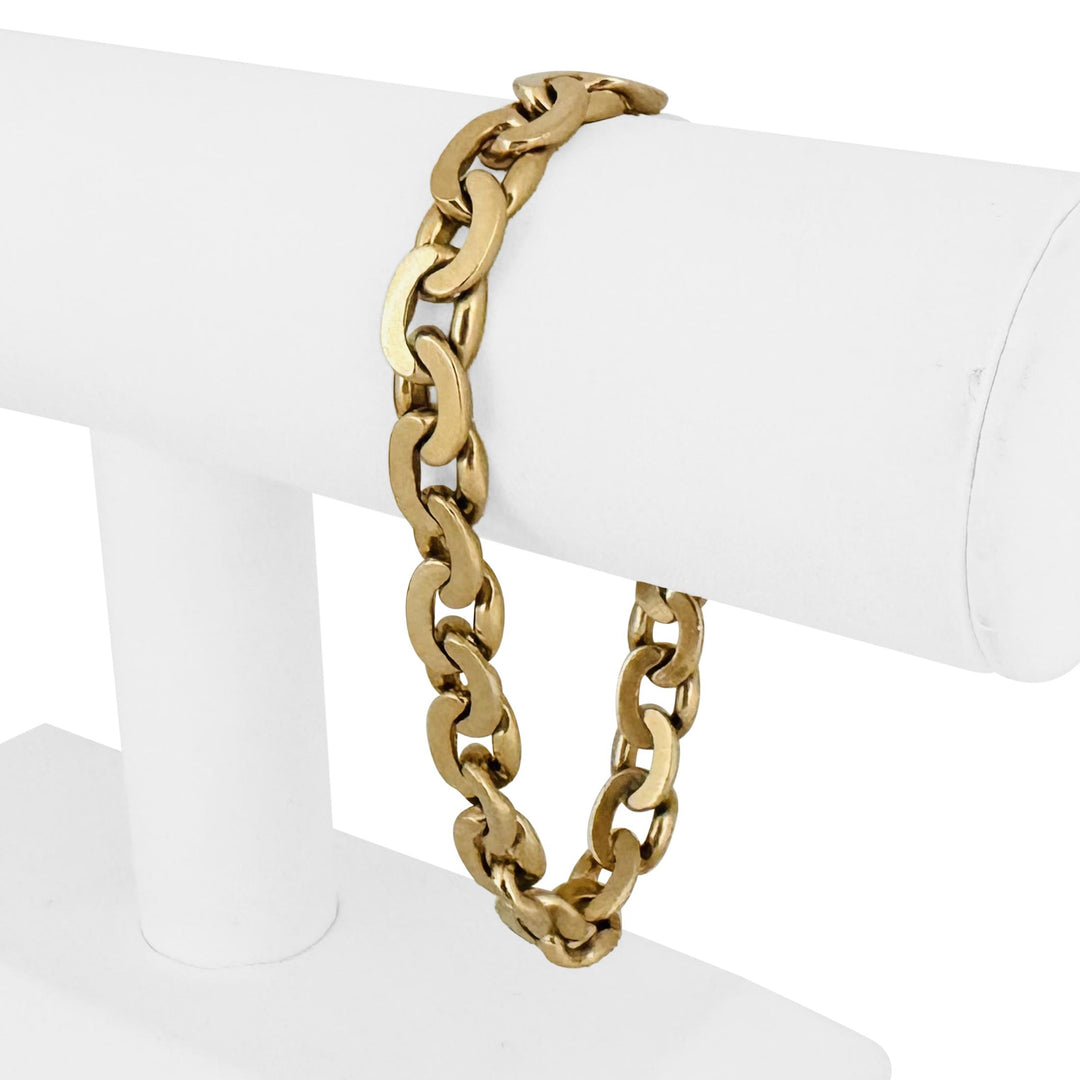 14k Yellow Gold 45.4g Solid Men's 9mm Vintage Curb Link Bracelet Italy 8.25"