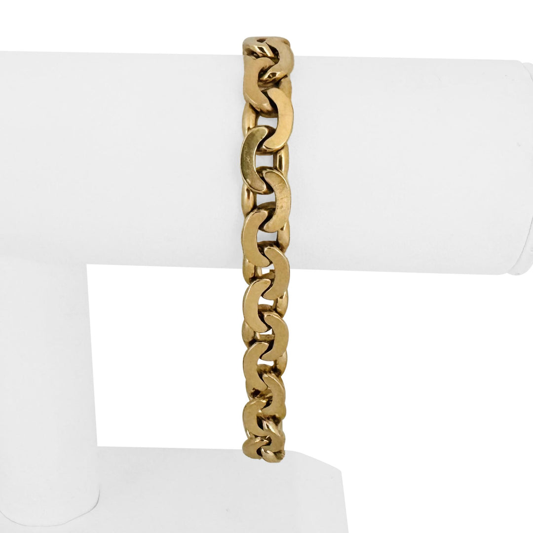 14k Yellow Gold 45.4g Solid Men's 9mm Vintage Curb Link Bracelet Italy 8.25"