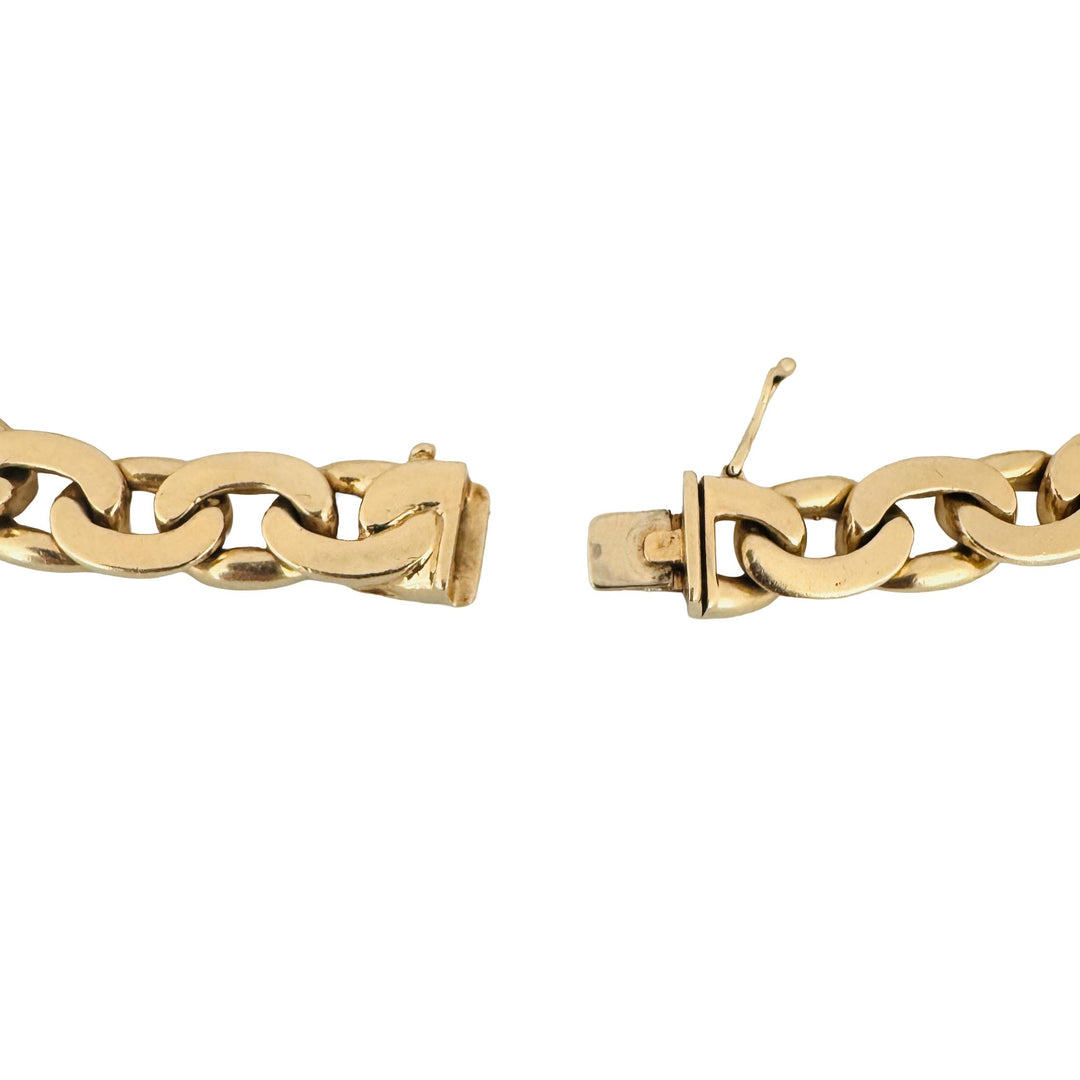 14k Yellow Gold 45.4g Solid Men's 9mm Vintage Curb Link Bracelet Italy 8.25"