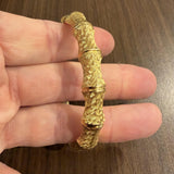 14k Yellow Gold 16.4g Ladies Textured 10mm Bamboo Bangle Bracelet Italy 6.75"