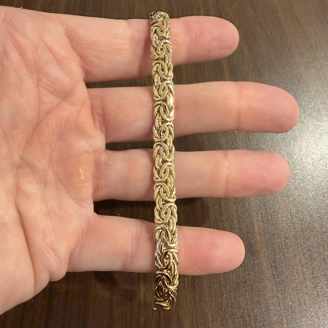 14k Yellow Gold 11g Ladies Thick 8mm Byzantine Link Bracelet Turkey 7.5"