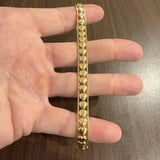 14k Yellow Gold 8g Ladies Box Link Heart Charm Bracelet Italy 7"