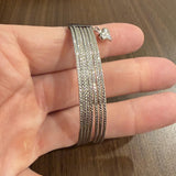 Set of Seven 14k White Gold 10.4g Diamond Cut Connected Bangle Bracelets 8"
