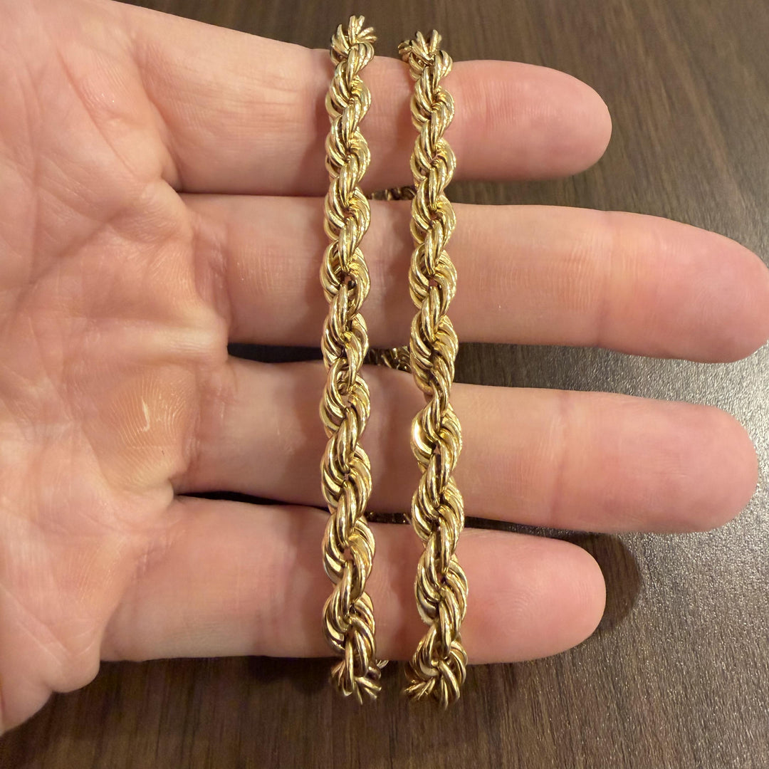 14k Yellow Gold 17.5g Hollow Thick 6.5mm Ladies Rope Chain Necklace 16.5"