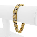 14k Yellow and White Gold 13g Two Tone Braided Link Reversible Bracelet 7.25"