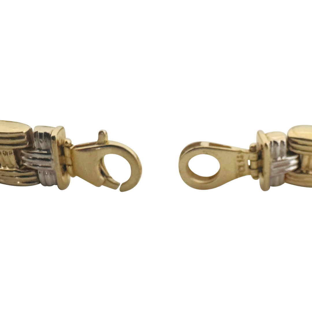 14k Yellow and White Gold 13g Two Tone Braided Link Reversible Bracelet 7.25"
