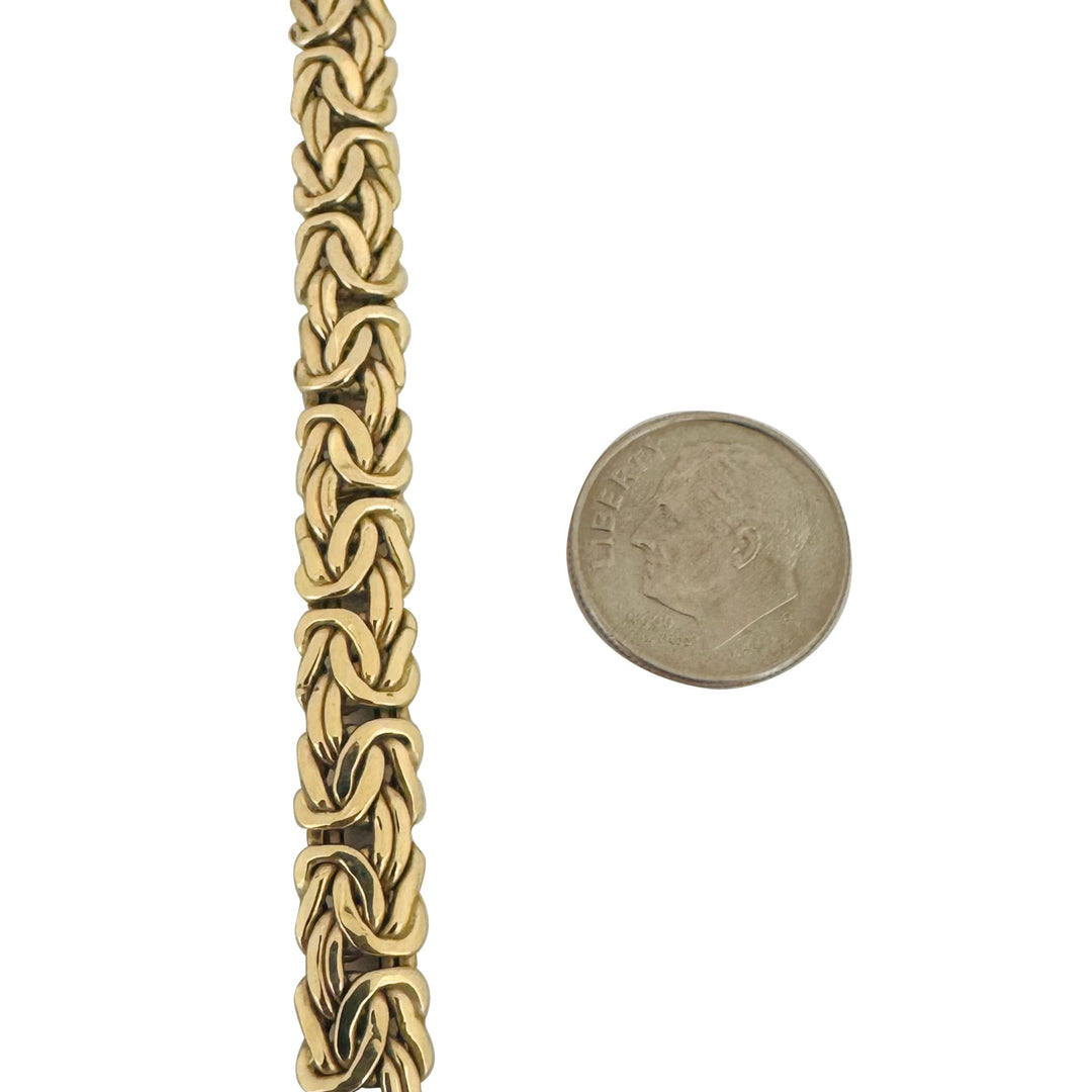 14k Yellow Gold 9.9g Ladies 7.5mm Byzantine Link Bracelet Italy 7"