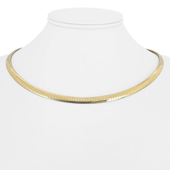 14k Yellow Gold 22.3g Solid 5mm Omega Link Necklace Italy 18
