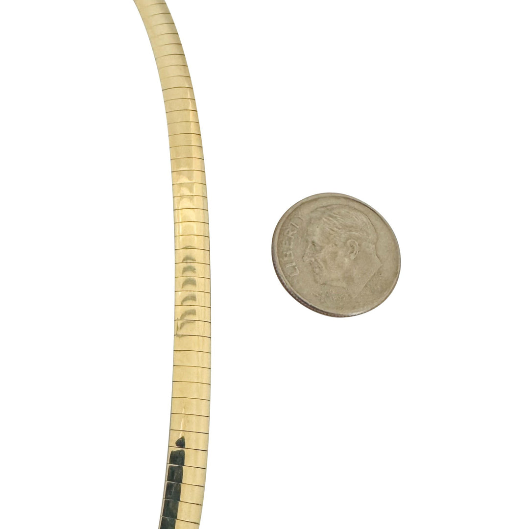 14k Yellow Gold 22.3g Solid 5mm Omega Link Necklace Italy 18"