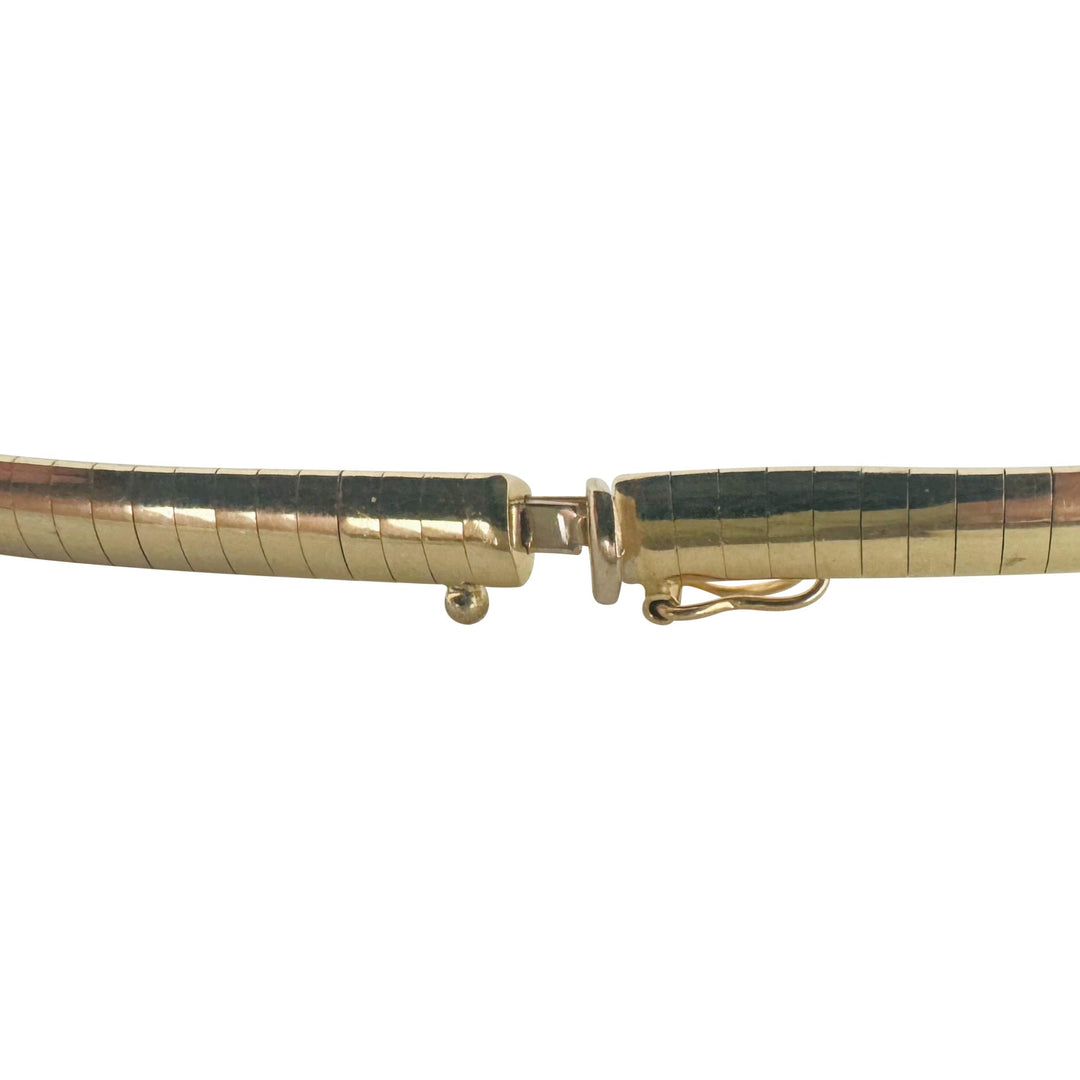 14k Yellow Gold 22.3g Solid 5mm Omega Link Necklace Italy 18"