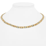 14k Yellow White and Rose Gold 16.3g Hugs and Kisses XO Link Necklace 17"