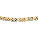 14k Yellow White and Rose Gold 16.3g Hugs and Kisses XO Link Necklace 17"