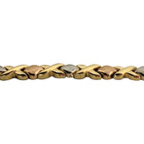 14k Yellow White and Rose Gold 16.3g Hugs and Kisses XO Link Necklace 17"