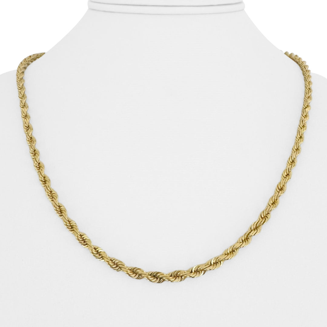 14k Yellow Gold 21g Solid Diamond Cut 4mm Rope Chain Necklace 20"