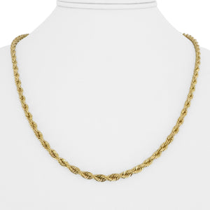 14k Yellow Gold 21g Solid Diamond Cut 4mm Rope Chain Necklace 20"