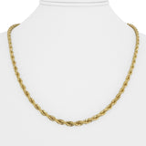 14k Yellow Gold 21g Solid Diamond Cut 4mm Rope Chain Necklace 20"