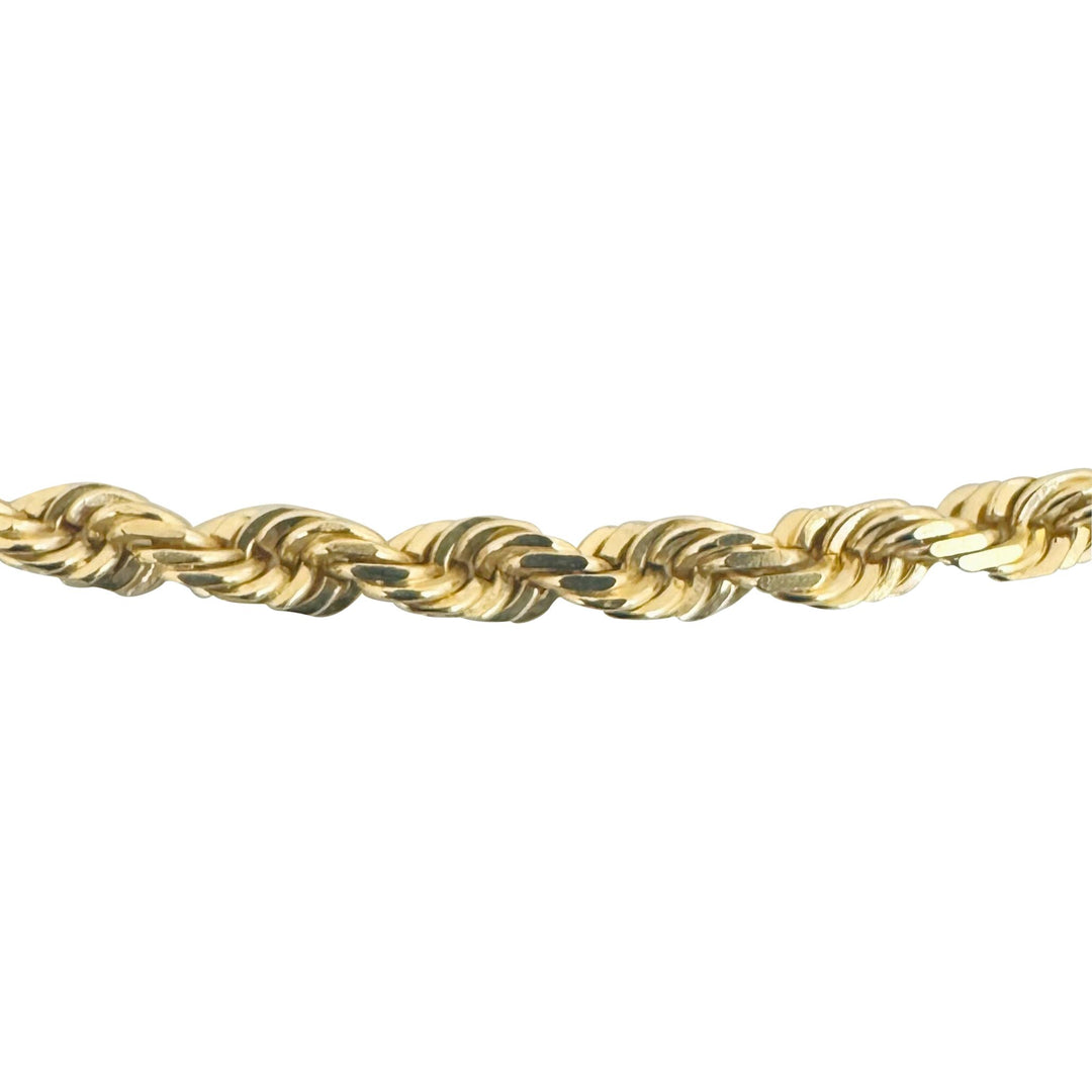 14k Yellow Gold 21g Solid Diamond Cut 4mm Rope Chain Necklace 20"