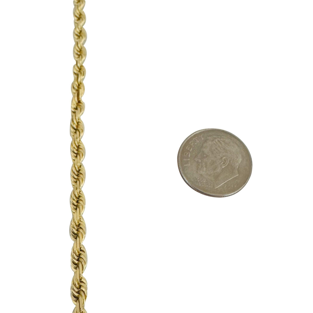 14k Yellow Gold 21g Solid Diamond Cut 4mm Rope Chain Necklace 20"