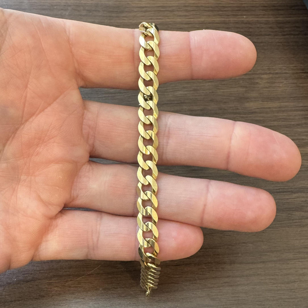 14k Yellow Gold 22g Solid Men's 8mm Curb Link Bracelet Italy 9"