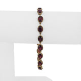 14k Yellow Gold 8.8g Oval Cut Garnet Vintage Ladies Link Bracelet 7.5"
