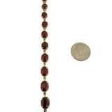 14k Yellow Gold 8.8g Oval Cut Garnet Vintage Ladies Link Bracelet 7.5"
