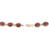 14k Yellow Gold 8.8g Oval Cut Garnet Vintage Ladies Link Bracelet 7.5"