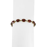 14k Yellow Gold 8.8g Oval Cut Garnet Vintage Ladies Link Bracelet 7.5"