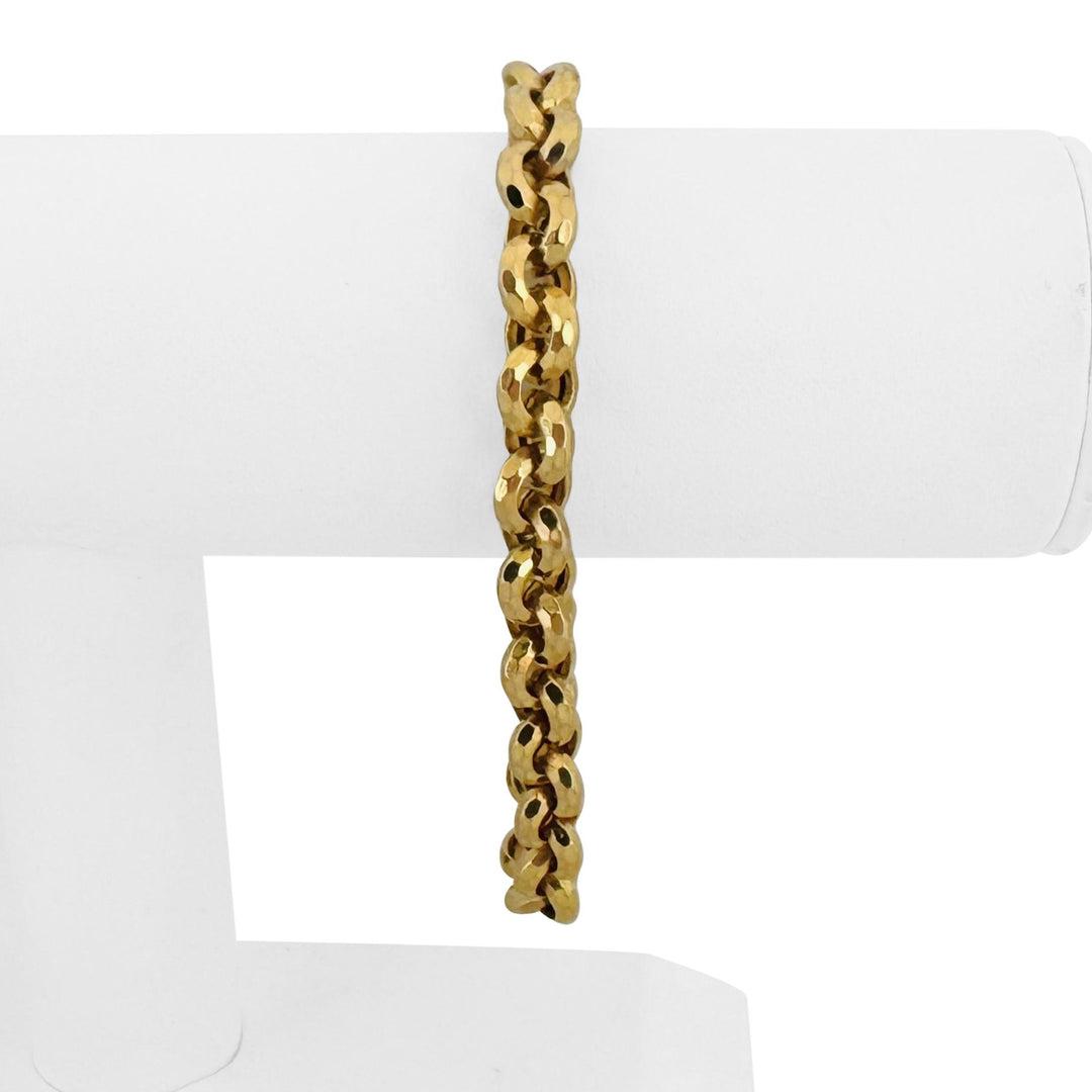 14k Yellow Gold 12.6g Ladies Faceted 8.5mm Rolo Link Bracelet 8"