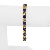 14k Yellow Gold 10.3g Heart Cut Amethyst 6.5mm Ladies Link Bracelet 7.25"
