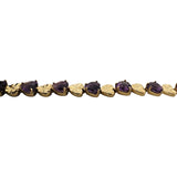 14k Yellow Gold 10.3g Heart Cut Amethyst 6.5mm Ladies Link Bracelet 7.25"