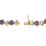 14k Yellow Gold 10.3g Heart Cut Amethyst 6.5mm Ladies Link Bracelet 7.25"