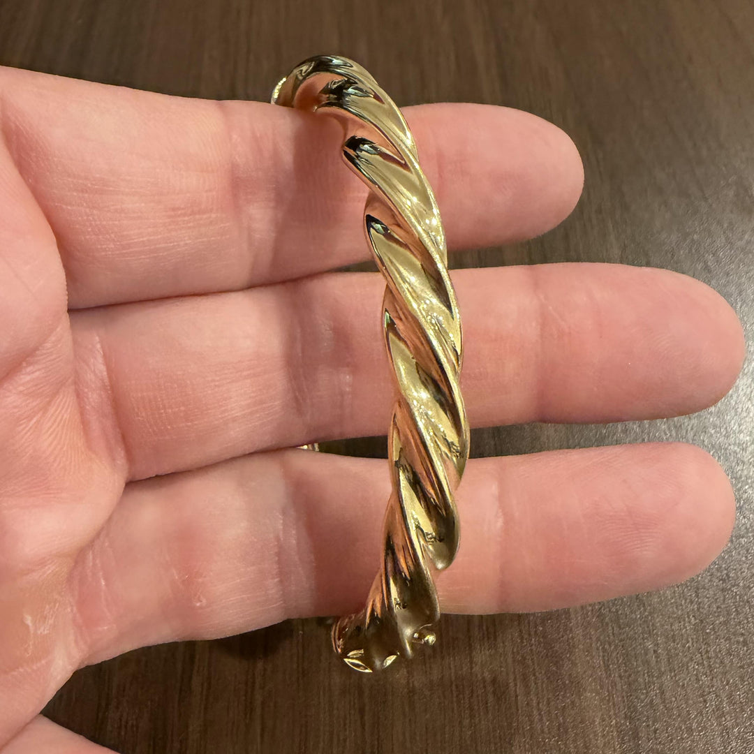 18k Yellow Gold 10.8g Vintage Milor Spiral Twisted Bangle Bracelet Italy 7"