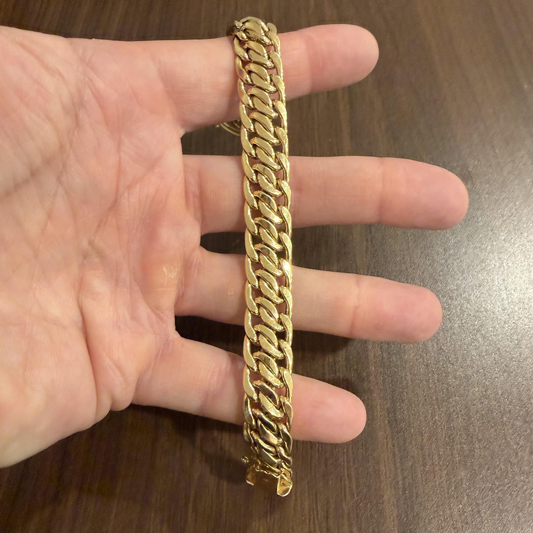 18k Yellow Gold 25g Ladies Vintage 13.5mm Fancy Link Bracelet Italy 8"