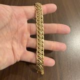 18k Yellow Gold 25g Ladies Vintage 13.5mm Fancy Link Bracelet Italy 8"