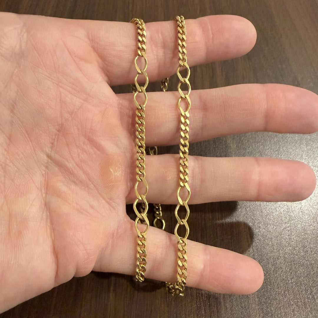 18k Yellow Gold 21.8g Vintage Solid 5mm Curb Link Station Necklace Italy 20"