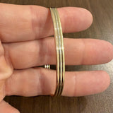 14k Yellow White and Rose Gold 10g Ribbed Bangle Bracelet Italy 7"