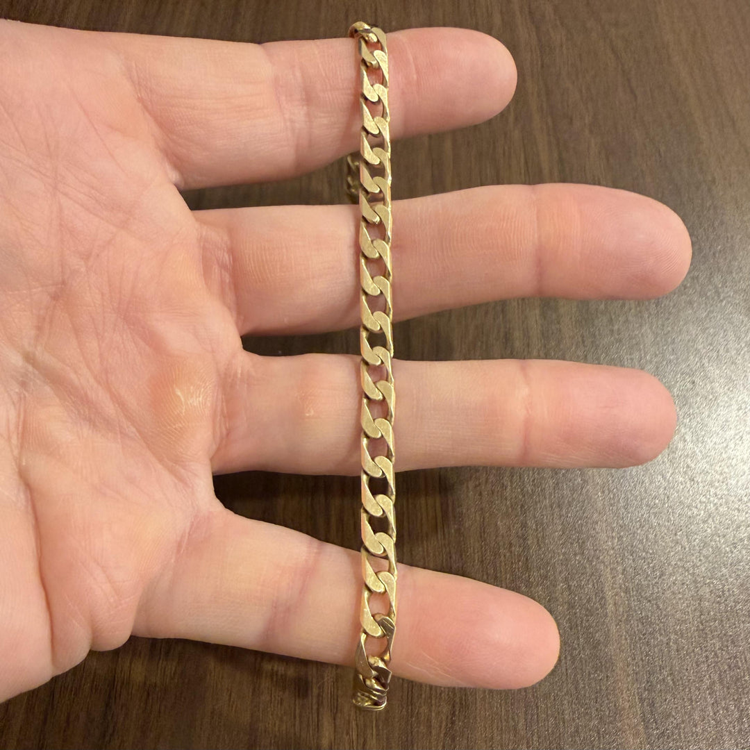 14k Yellow Gold 13.7g Solid Vintage UnoAErre Squared Curb Link Bracelet Italy 8"