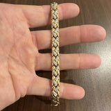 14k Yellow and White Gold 11.7g Diamond Cut Fancy Link Bracelet 7.25"